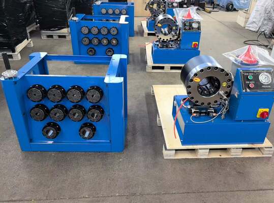 2 pouces de portée jusqu'à 64 mm 2,5 pouces de portée hydraulique tuyau machine de crimping de coton système de contrôle de boutons avec outil de moule de changement rapide et rack et 10 matrices interchangeables