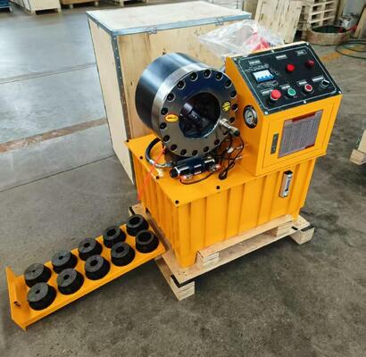 Un bon prix. Machine à sertir les tuyaux hydrauliques de couleur jaune, conception spéciale, 6-51mm, 10 matrices, avec pression de pompe à huile de 31,5mpa, options de tension de 220v/240v/380v/415v et puissance du moteur de 3kw/4kw en ligne