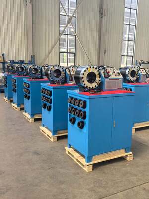 2 Inch 600 Ton 31.5Mpa Rubber Hose Crimping Machine Higher Model Blue Color 3kw/4kw Motor Button Control Systerm 220v/240v/380v/415v Voltage With 6 
To 51mm Crimping Range And 10 Interchangeable Dies